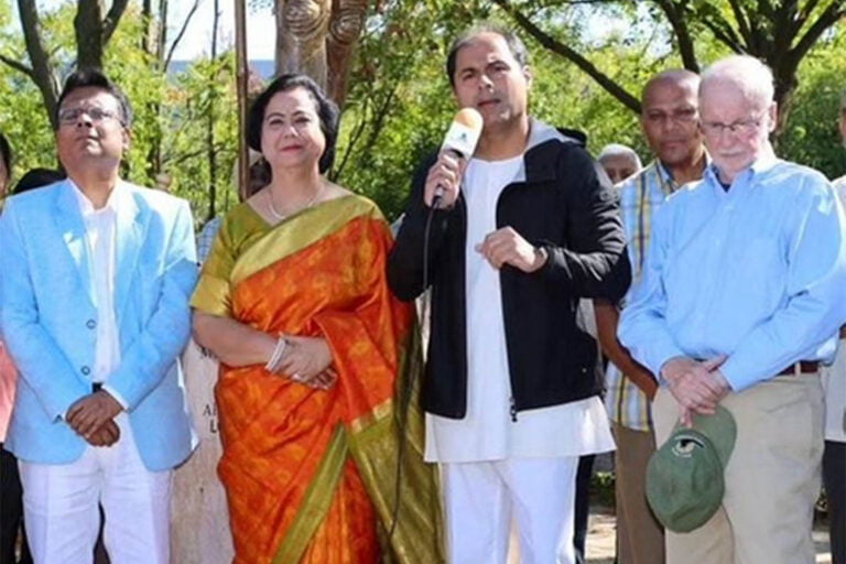 Vedanta Sempiternal on Instagram Prayagraj ji’s talk during Gandhi Jayanti in Chicago 2023 with Counsel General of India Chicago Mayor-2